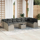 Garden bench set with cushion 11 pcs Light grey poly rattan