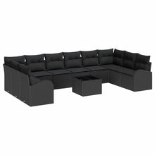 Tuinbankenset met kussen met opslag 11 pcs Zwart poly rattan