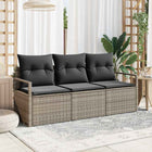 Tuinbankenset poly rattan grijs 3-delig met opbergruimte