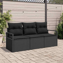 Tuinbankenset met kussen met opslag 3 pcs Zwart poly rattan