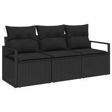 Tuinbankenset met kussen met opslag 3 pcs Zwart poly rattan