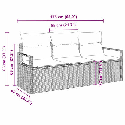 Tuinbankenset met kussen met opslag 3 pcs Zwart poly rattan