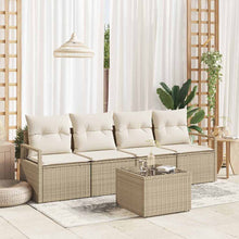 Bankstel met kussen met opslag 5 pcs Beige en Crème poly rattan