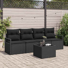 Sofa set with cushion and storage 5 pcs Black poly rattan