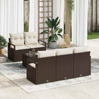 Garden Sofa Set with Cushions 6 pcs Brown and Cream Poly Rattan