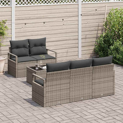 Tuin Sofa Set met kussen met opslag 6 pcs Grijs poly rattan