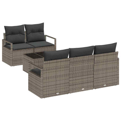 Tuin Sofa Set met kussen met opslag 6 pcs Grijs poly rattan