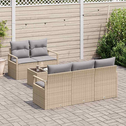 Tuin Sofa Set met kussen 6 pcs Beige en Grijs poly rattan