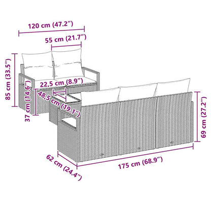 Tuin Sofa Set met kussen 6 pcs Beige en Grijs poly rattan