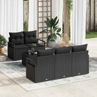 Garden Sofa Set with Cushion and Storage 6 pcs Black Poly Rattan