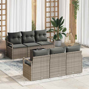 Tuinset poly rattan grijs 7-delig met opbergruimte