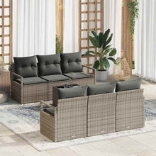 Tuin Sofa Set met kussen met opslag 7 pcs Grijs poly rattan