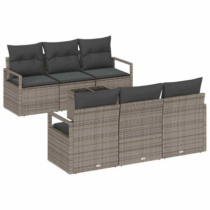 Tuin Sofa Set met kussen met opslag 7 pcs Grijs poly rattan