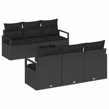 Tuin Sofa Set met kussen met opslag 7 pcs Zwart poly rattan