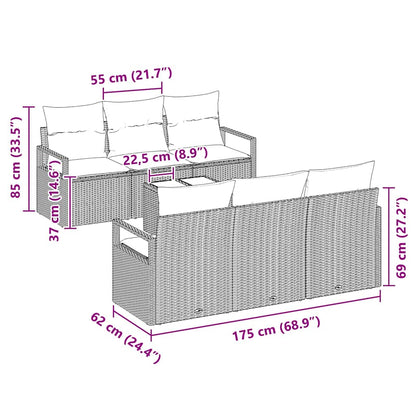 Tuin Sofa Set met kussen met opslag 7 pcs Zwart poly rattan