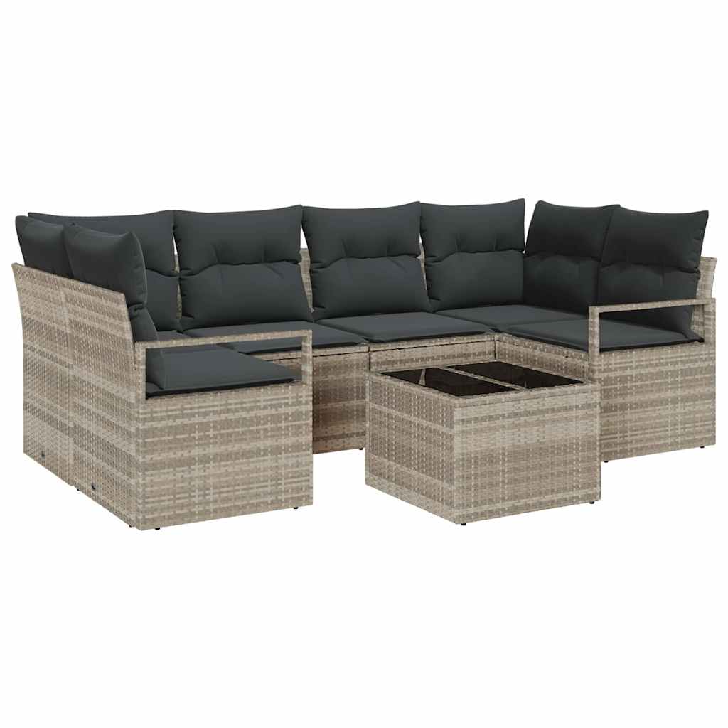 Tuin Sofa Set met kussen 7 pcs Licht Grijs en Donker Grijs
