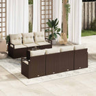 Garden Sofa Set 8 pcs Brown and Cream Poly Rattan, Steel and Glass