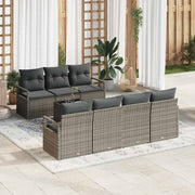 Tuinset poly rattan grijs 8-delig