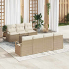 Garden Sofa Set 8 pcs Beige and Cream Poly Rattan, Steel and Glass