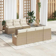 Tuinset polyrattan 8-delig beige crème