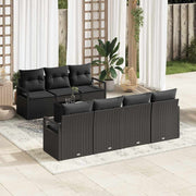 Tuinset poly rattan 8-delig zwart