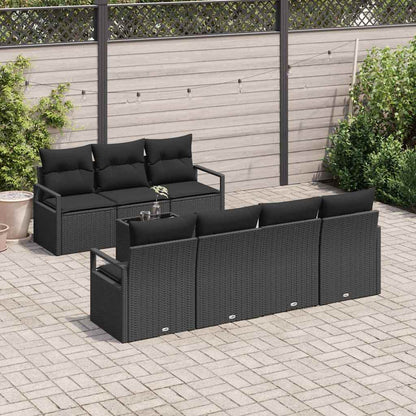 Tuin Sofa Set met kussen 8 pcs Zwart Poly rattan, staal en glas