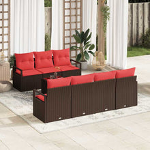 Tuin Sofa Set met kussen 8 pcs Beige en Rood poly rattan