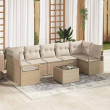 Tuin Sofa Set 8 pcs Beige en Crème Poly rattan, staal en glas