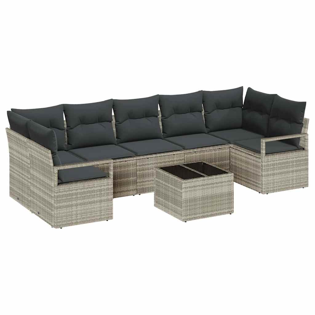 Tuin Sofa Set met kussen 8 pcs Licht Grijs en Donker Grijs