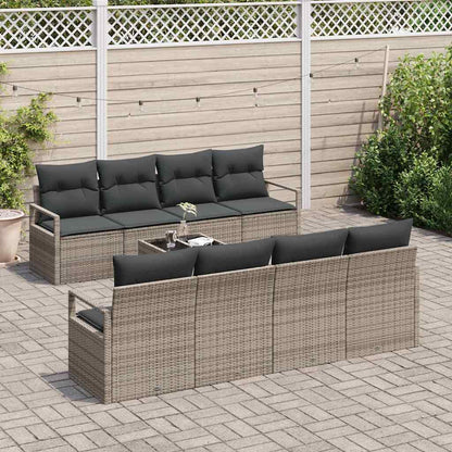 Tuin Sofa Set met kussen met opslag 9 pcs Grijs poly rattan