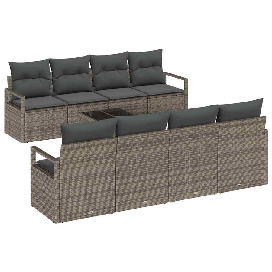 Tuin Sofa Set met kussen met opslag 9 pcs Grijs poly rattan