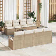Tuin loungeset 9-delig polyrattan beige crème