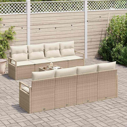 Tuin Sofa Set met kussen 9 pcs Beige en Crème poly rattan