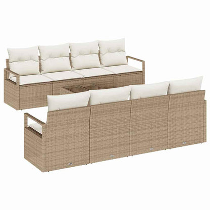 Tuin Sofa Set met kussen 9 pcs Beige en Crème poly rattan