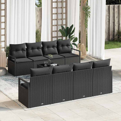 Tuin Sofa Set met kussen met opslag 9 pcs Zwart poly rattan