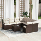 Sofa set with cushion with storage 9 pcs Brown and Cream poly rattan