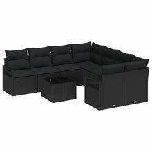 Bankstel met kussen met opslag 9 pcs Zwart poly rattan