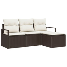 Bankstel met kussen met opslag 4 pcs Bruin en Crème poly rattan