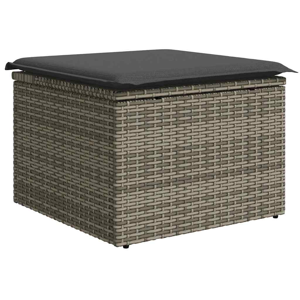Bankstel met kussen met opslag 4 pcs Grijs poly rattan