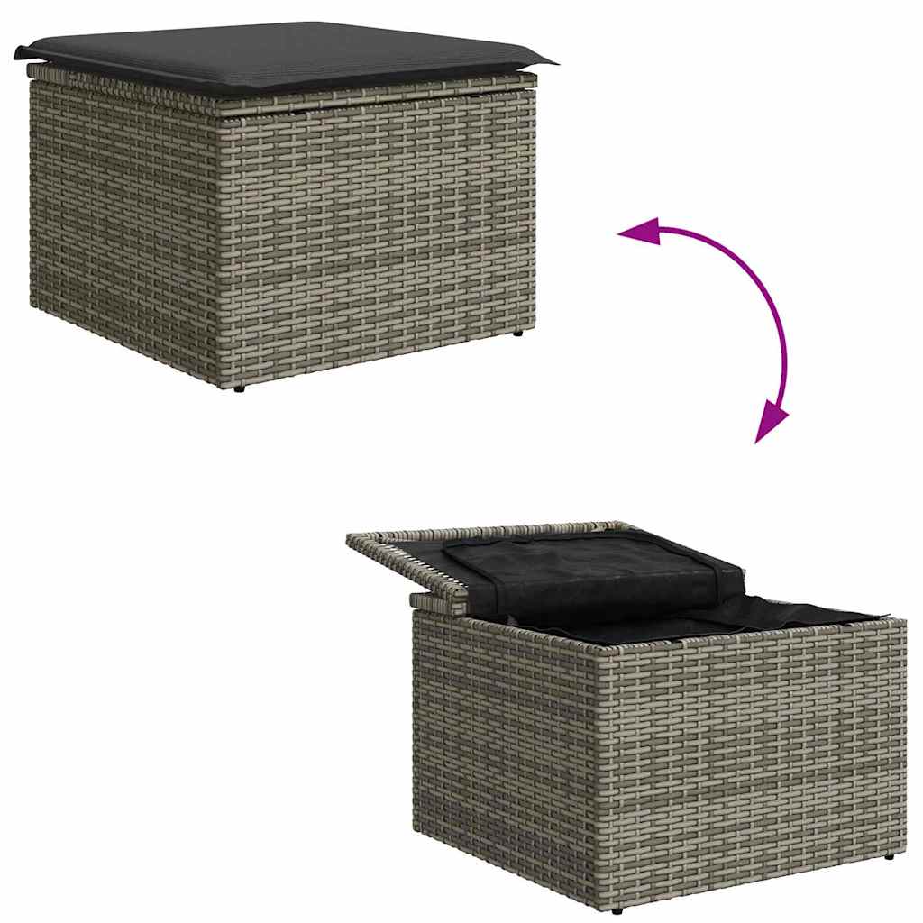 Bankstel met kussen met opslag 4 pcs Grijs poly rattan