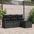 Sofa set with cushion with storage 4 pcs Black poly rattan