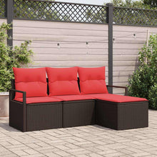 Bankstel met kussen met opslag 4 pcs Bruin en Rood poly rattan