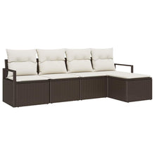 Bankstel met kussen met opslag 5 pcs Bruin en Crème poly rattan