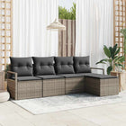 Sofa with cushion with storage 5 pcs Grey poly rattan