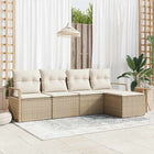 Loungebank set 5-delig poly rattan beige crème