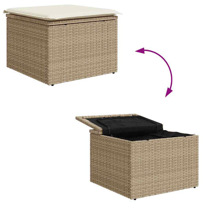 Bankstel met kussen met opslag 5 pcs Beige en Crème poly rattan