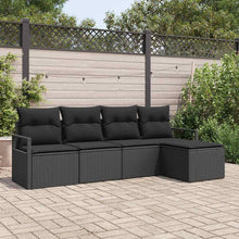 Bankstel met kussen met opslag 5 pcs Zwart poly rattan
