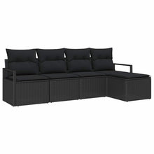 Bankstel met kussen met opslag 5 pcs Zwart poly rattan