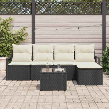 Bankstel met kussen met opslag 6 pcs Bruin en Crème poly rattan