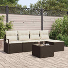 Sofa set with cushion and storage 6 pcs Brown and Cream poly rattan